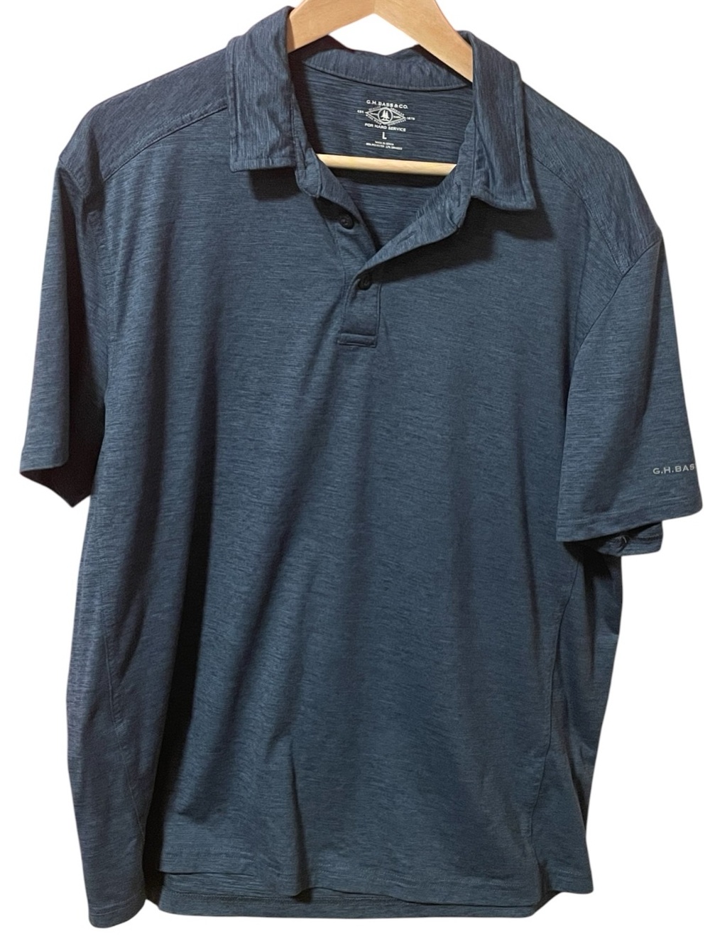 G.H. Bass & Co. Men’s SZ Large Heathered Navy Short-Sleeve Polo